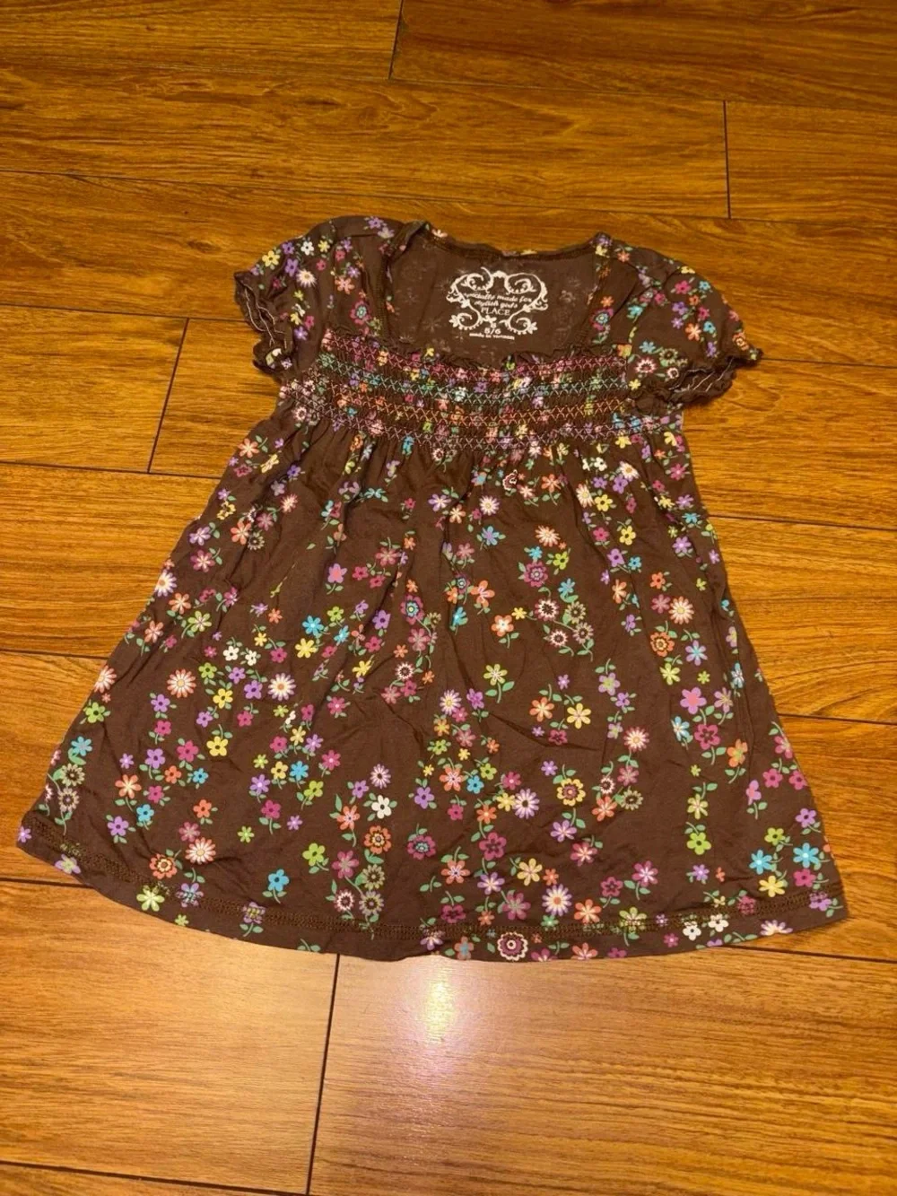 Brown floral Y2K babydoll top